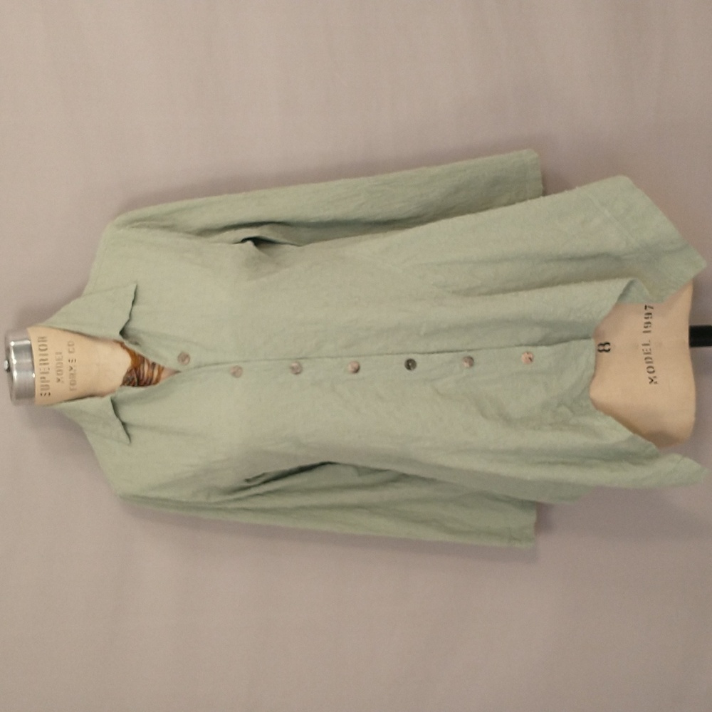 100% Linen Tunic Top Jacket or Blouse NWT Click CMC USA m Sage Green Long Sleeve